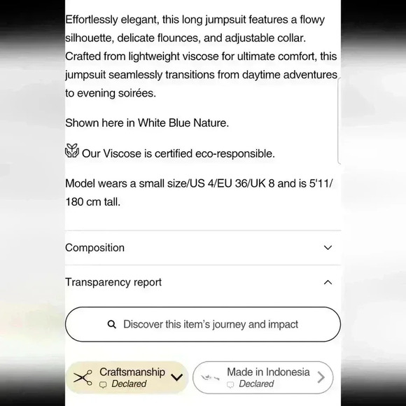 Poupette St. Barth Ruffle Floral Bell Bottm Jumpsuit Size M - Picture 12 of 13